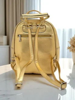 New Plecak damski z eko skóry w paski Metallic Stripes Damskie Plecaki