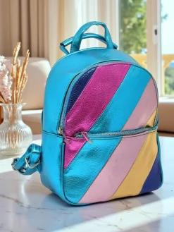 Best Plecak damski z eko skóry w paski Metallic Stripes Damskie Plecaki