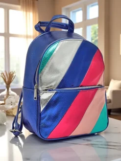 Plecak damski z eko skóry w paski Metallic Stripes Damskie Plecaki