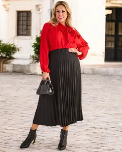 Online Plisowana damska spódnica midi PLUS SIZE Spódnice|Plus Size