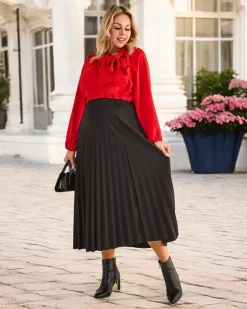 Online Plisowana damska spódnica midi PLUS SIZE Spódnice|Plus Size