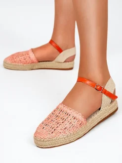 Clearance Pomarańczowe damskie espadryle z ażurową cholewką Triumf Espadryle Płaskie
