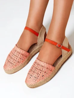 Clearance Pomarańczowe damskie espadryle z ażurową cholewką Triumf Espadryle Płaskie