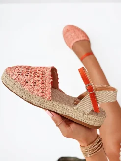 Clearance Pomarańczowe damskie espadryle z ażurową cholewką Triumf Espadryle Płaskie