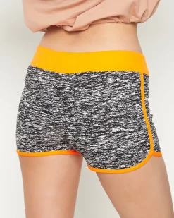 Clearance Pomarańczowo-czarne damskie sportowe krótkie spodenki Szorty|Krótkie Spodenki