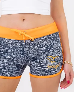 Clearance Pomarańczowo-granatowe neonowe damskie sportowe krótkie spodenki Krótkie Spodenki