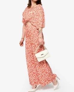 Outlet damski plisowany komplet w kwiatki Damskie Komplety Damskie