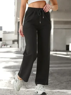 Poszerzane spodnie damskie Spodnie Materiałowe