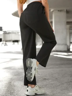 Poszerzane spodnie damskie Spodnie Materiałowe