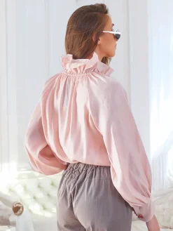 Clearance Połyskująca damska koszula z ozdobnym kołnierzykiem Bluzki / Koszule / Koszulki