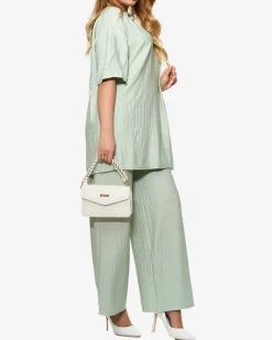 Best Prążkowany damski komplet w kolorze miętowym Damskie Komplety Damskie