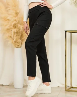 Proste damskie spodnie typu bojówki w kolorze m Plus Size|Spodnie Materiałowe