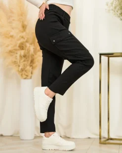 Proste damskie spodnie typu bojówki w kolorze m Plus Size|Spodnie Materiałowe