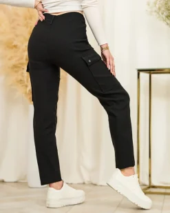 Proste damskie spodnie typu bojówki w kolorze m Plus Size|Spodnie Materiałowe