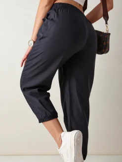 Hot Proste spodnie damskie materiałowe 7/8 Spodnie Materiałowe