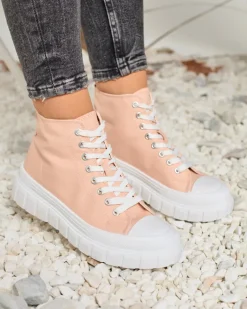 Sale Pudrowe damskie wysokie trampki Ates Sneakers Trampki