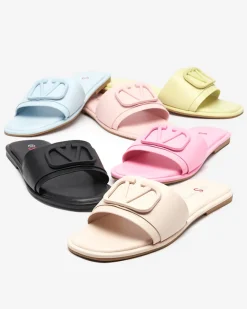 Hot Pudrowe damskie klapki z eko skóry Cartec Klapki Płaskie