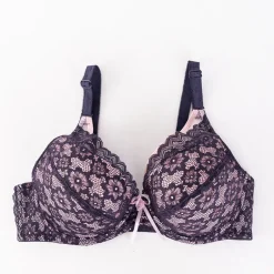 Best Purpurowo-różowy biustonosz z koronką Codzienne