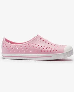 Online Różowe ażurowe dziecięce gumowe trampki Jiteri Dziewczęce