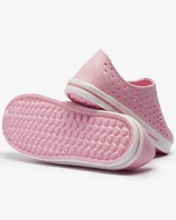 Online Różowe ażurowe dziecięce gumowe trampki Jiteri Dziewczęce