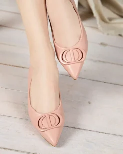 Best Różowe baleriny damskie w szpic z ozdobą na nosku Manico Buty Na Wielkie Wyjście|Baleriny Klasyczne