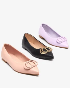 Best Różowe baleriny damskie w szpic z ozdobą na nosku Manico Buty Na Wielkie Wyjście|Baleriny Klasyczne