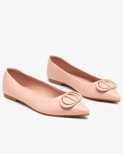 Best Różowe baleriny damskie w szpic z ozdobą na nosku Manico Buty Na Wielkie Wyjście|Baleriny Klasyczne