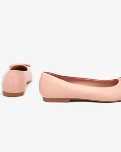 Best Różowe baleriny damskie w szpic z ozdobą na nosku Manico Buty Na Wielkie Wyjście|Baleriny Klasyczne