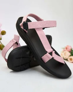 Best Różowe damskie sportowe sandały Tatags Sandały Płaskie