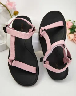 Best Różowe damskie sportowe sandały Tatags Sandały Płaskie