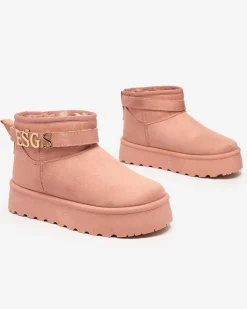 Best Różowe damskie buty a'la śniegowce z ozdobą Esgala Śniegowce