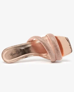 Clearance Różowe damskie klapki na niskim obcasie Teroo Szpilki|Klapki Na Obcasie