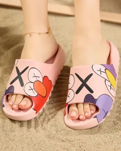 Hot Różowe damskie klapki Elmino Klapki Basenowe|Klapki Płaskie