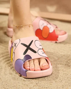 Hot Różowe damskie klapki Elmino Klapki Basenowe|Klapki Płaskie