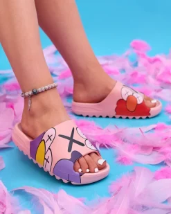 Hot Różowe damskie klapki Elmino Klapki Basenowe|Klapki Płaskie