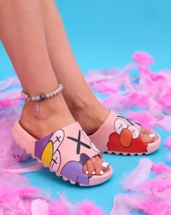 Hot Różowe damskie klapki Elmino Klapki Basenowe|Klapki Płaskie