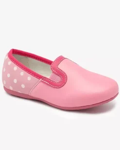 Clearance Różowe dziewczęce półbuty z eko skóry w groszki Rellme Dziewczęce