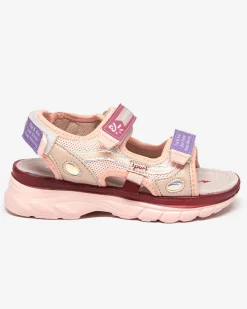 Best Różowe sandały dziecięce z kolorowymi wstawkami Meniko Dziewczęce