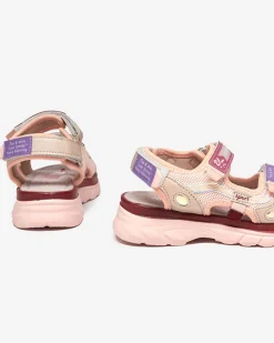 Best Różowe sandały dziecięce z kolorowymi wstawkami Meniko Dziewczęce