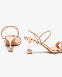 Online Różowo- złote lakierowane klapki na niskim obcasie Lakopi Klapki Na Obcasie