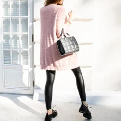 New Różowy damski miękki długi sweter narzutka Swetry