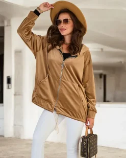 Outlet Rozpinana bluza z kapturem damska Bluzy