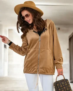 Outlet Rozpinana bluza z kapturem damska Bluzy