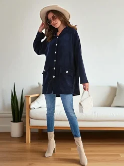 Best Rozpinany damski sweter ze złotymi guzikami oversize Swetry