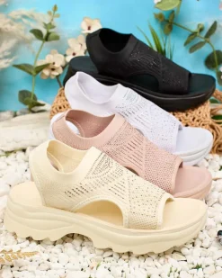 New Sandałki damskie z cholewką i cyrkoniami Alebin Sandały Płaskie