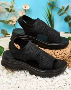 New Sandałki damskie z cholewką i cyrkoniami Alebin Sandały Płaskie