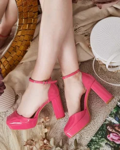 Best Sandały damskie na słupku lakierowane Lefeyoa Buty Na Wielkie Wyjście|Sandały Na Słupku