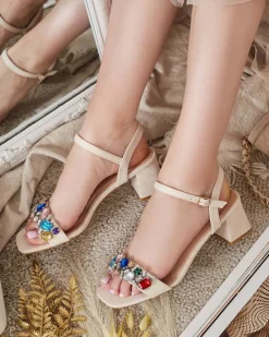 Clearance Sandały damskie na słupku z kryształkami Osdar Buty Na Wielkie Wyjście|Sandały Na Słupku