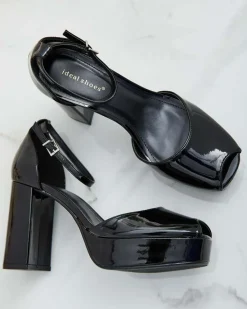 Sale Sandały damskie na słupku lakierowane Lefeyoa Buty Na Wielkie Wyjście|Sandały Na Słupku