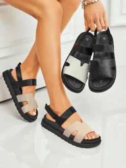 Outlet Sandały damskie zapinane na rzep Velcro Chic Sandały Płaskie